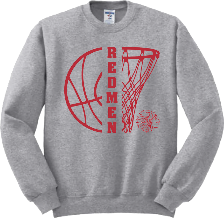 Bellevue Redmen Hoops Split - Jerzees® - Adult NuBlend® Crewneck Sweatshirt - 562M