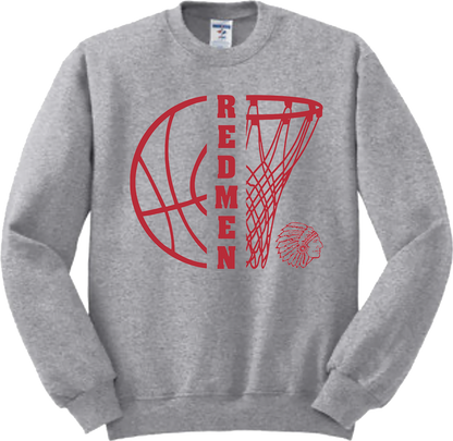 Bellevue Redmen Hoops Split - Jerzees® - Adult NuBlend® Crewneck Sweatshirt - 562M