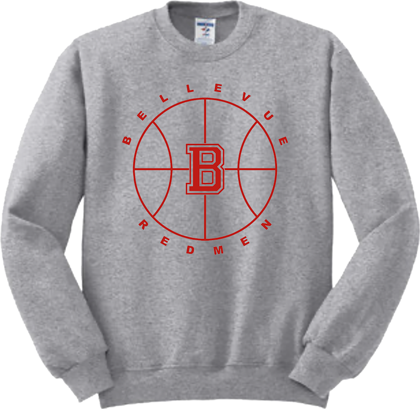 Bellevue Redmen B Ball (red) - Jerzees® - Adult NuBlend® Crewneck Sweatshirt - 562M