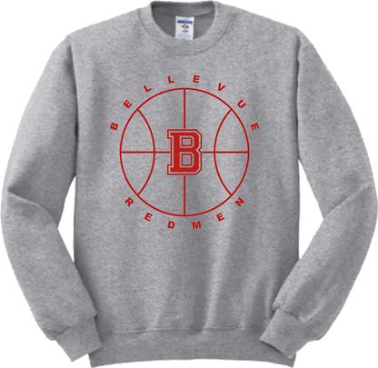 Bellevue Redmen B Ball (red) - Jerzees® - Adult NuBlend® Crewneck Sweatshirt - 562M