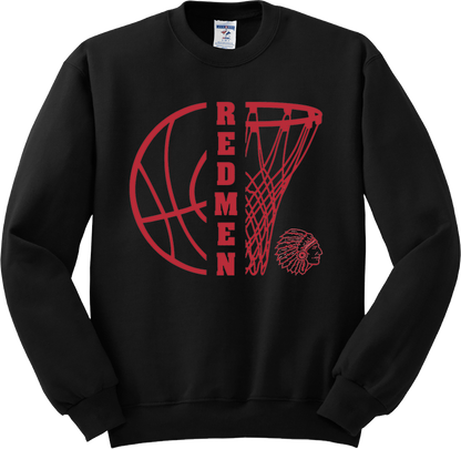 Bellevue Redmen Hoops Split - Jerzees® - Adult NuBlend® Crewneck Sweatshirt - 562M