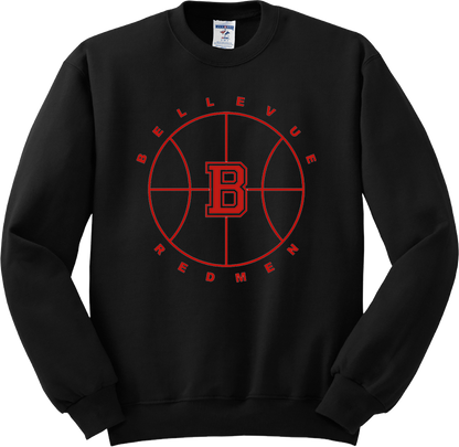 Bellevue Redmen B Ball (red) - Jerzees® - Adult NuBlend® Crewneck Sweatshirt - 562M