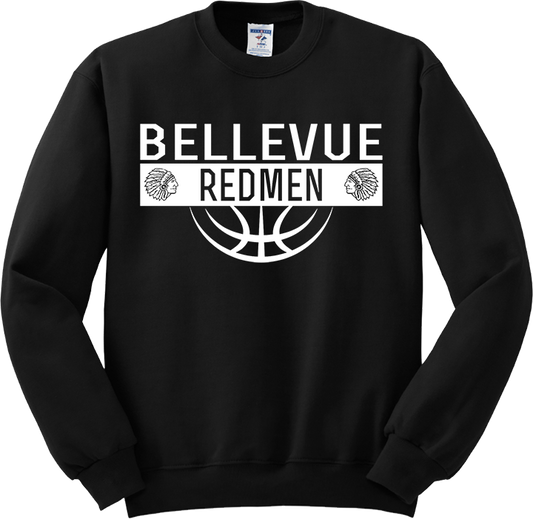 Bellevue Redmen Ball (all white) - Jerzees® - Adult NuBlend® Crewneck Sweatshirt - 562M