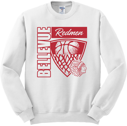 Bellevue Redmen Hoops Hero (red) - Jerzees® - Adult NuBlend® Crewneck Sweatshirt - 562M