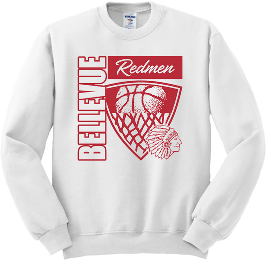 Bellevue Redmen Hoops Hero (red) - Jerzees® - Adult NuBlend® Crewneck Sweatshirt - 562M