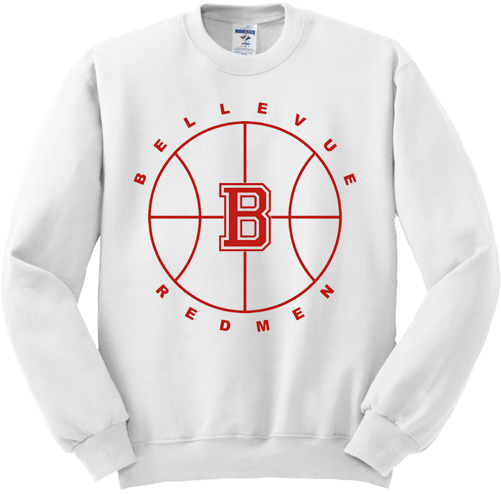 Bellevue Redmen B Ball (red) - Jerzees® - Adult NuBlend® Crewneck Sweatshirt - 562M