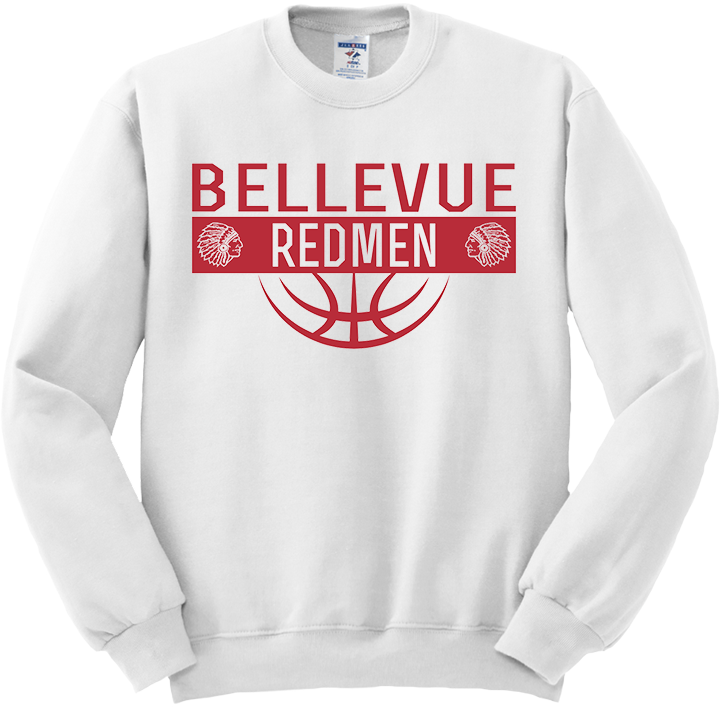 Bellevue Redmen Ball (red) - Jerzees® - Adult NuBlend® Crewneck Sweatshirt - 562M