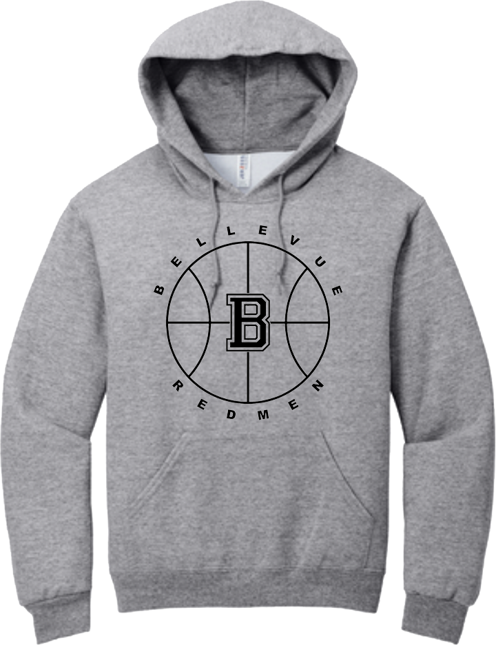 Bellevue Redmen B Ball (black) - Jerzees® - Youth NuBlend® Pullover Hooded Sweatshirt- 996Y