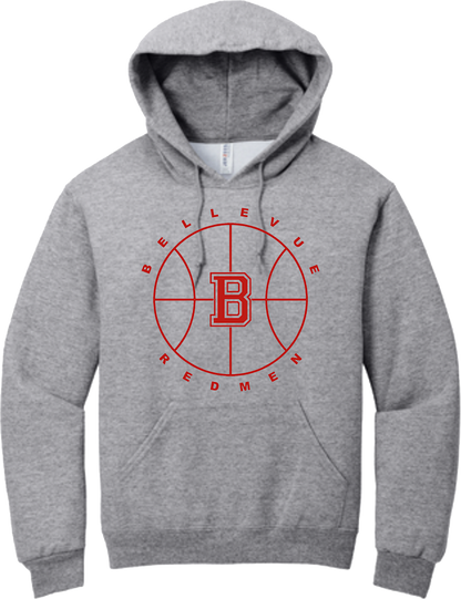 Bellevue Redmen B Ball (red) - Jerzees® - Youth NuBlend® Pullover Hooded Sweatshirt- 996Y