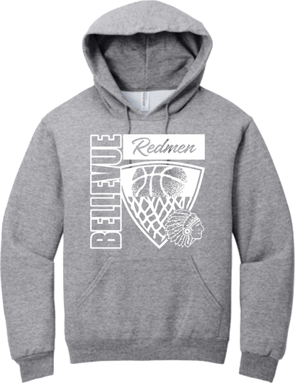 Bellevue Redmen Hoops Hero (all white) - Jerzees® - Youth NuBlend® Pullover Hooded Sweatshirt- 996Y