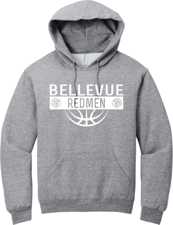 Bellevue Redmen Ball (all white) - Jerzees® - Youth NuBlend® Pullover Hooded Sweatshirt- 996Y