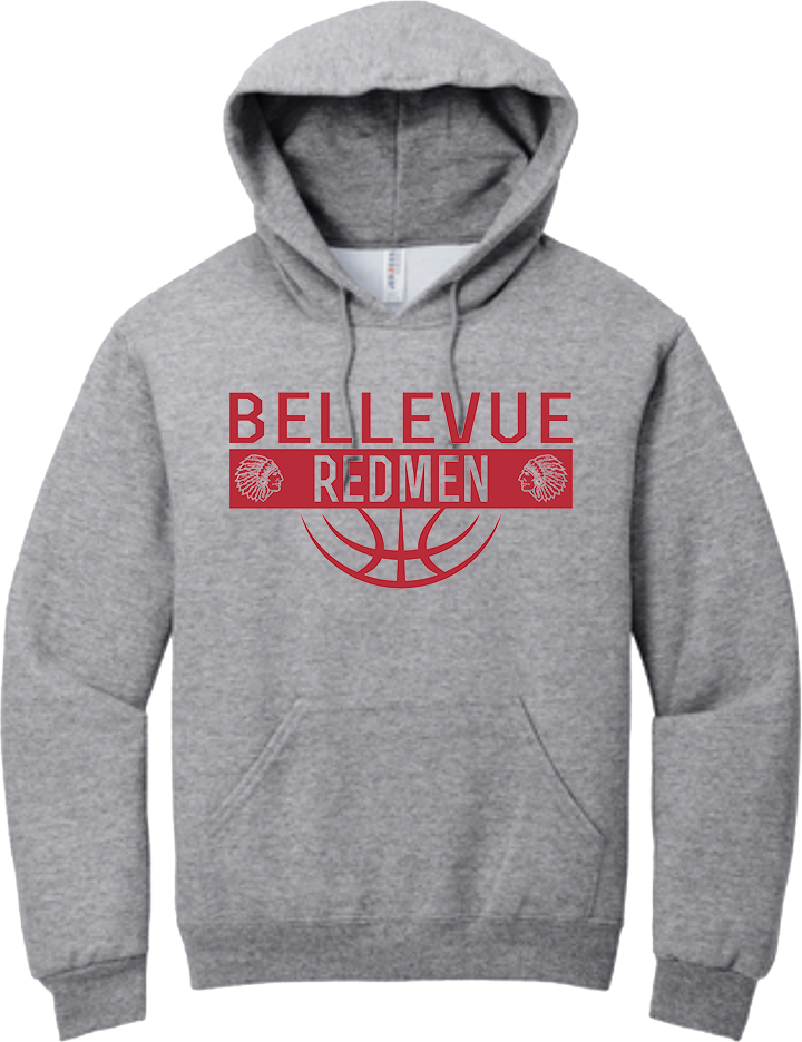 Bellevue Redmen Ball (red) - Jerzees® - Youth NuBlend® Pullover Hooded Sweatshirt- 996Y