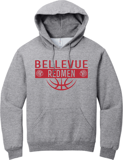 Bellevue Redmen Ball (red) - Jerzees® - Youth NuBlend® Pullover Hooded Sweatshirt- 996Y