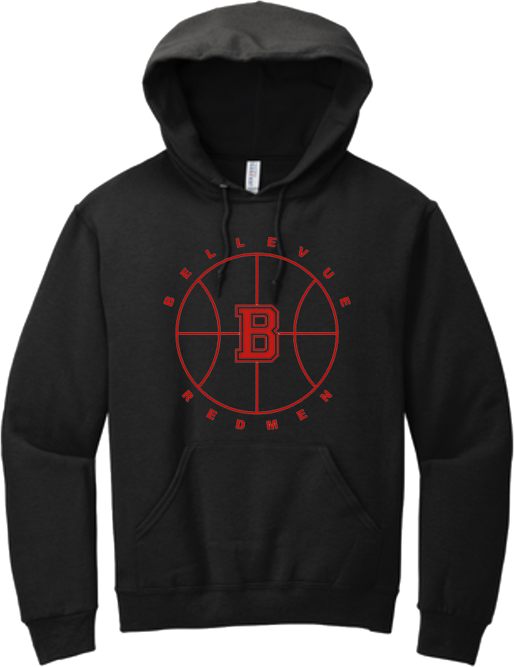 Bellevue Redmen B Ball (red) - Jerzees® - Youth NuBlend® Pullover Hooded Sweatshirt- 996Y