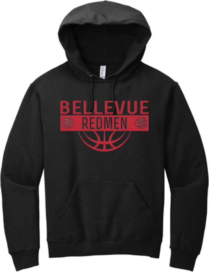 Bellevue Redmen Ball (red) - Jerzees® - Youth NuBlend® Pullover Hooded Sweatshirt- 996Y