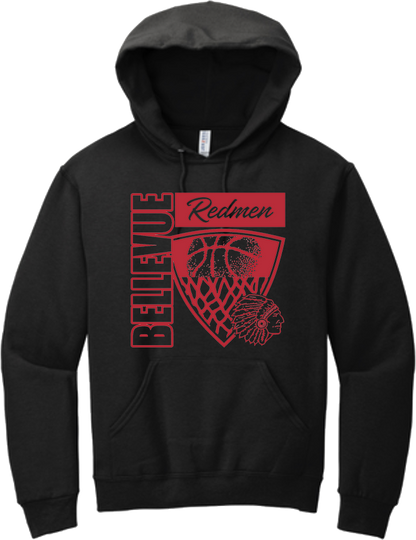 Bellevue Redmen Hoops Hero (red) - Jerzees® - Youth NuBlend® Pullover Hooded Sweatshirt- 996Y