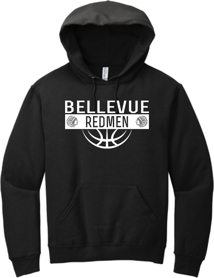 Bellevue Redmen Ball (all white) - Jerzees® - Youth NuBlend® Pullover Hooded Sweatshirt- 996Y