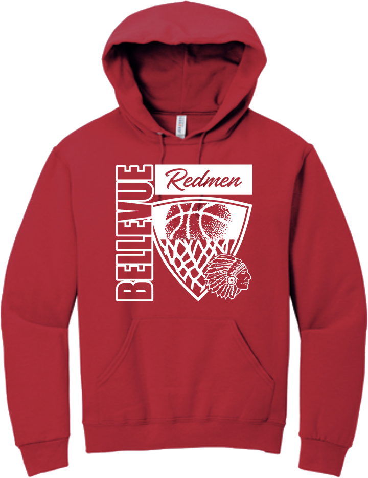 Bellevue Redmen Hoops Hero (all white) - Jerzees® - Youth NuBlend® Pullover Hooded Sweatshirt- 996Y