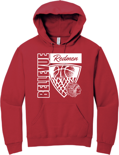 Bellevue Redmen Hoops Hero (all white) - Jerzees® - Youth NuBlend® Pullover Hooded Sweatshirt- 996Y