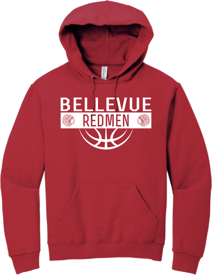 Bellevue Redmen Ball (all white) - Jerzees® - Youth NuBlend® Pullover Hooded Sweatshirt- 996Y