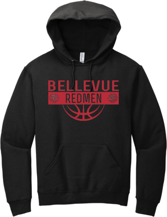 Bellevue Redmen Ball (red) - Jerzees® - Adult NuBlend® Pullover Hooded Sweatshirt - 996M