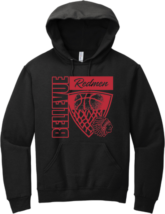 Bellevue Redmen Hoops Hero (red) - Jerzees® - Adult NuBlend® Pullover Hooded Sweatshirt - 996M