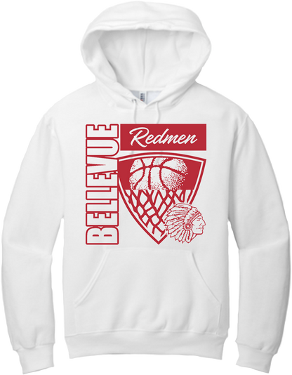 Bellevue Redmen Hoops Hero (red) - Jerzees® - Adult NuBlend® Pullover Hooded Sweatshirt - 996M