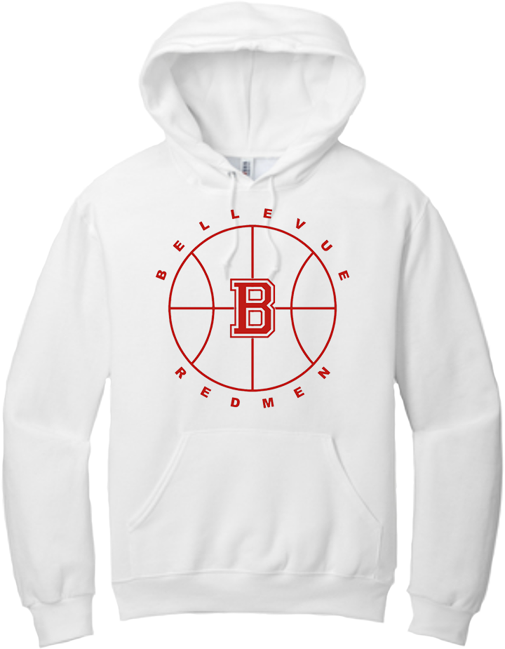 Bellevue Redmen B Ball (red) - Jerzees® - Adult NuBlend® Pullover Hooded Sweatshirt - 996M