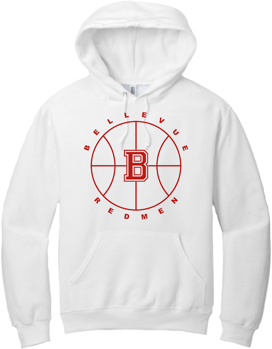 Bellevue Redmen B Ball (red) - Jerzees® - Adult NuBlend® Pullover Hooded Sweatshirt - 996M