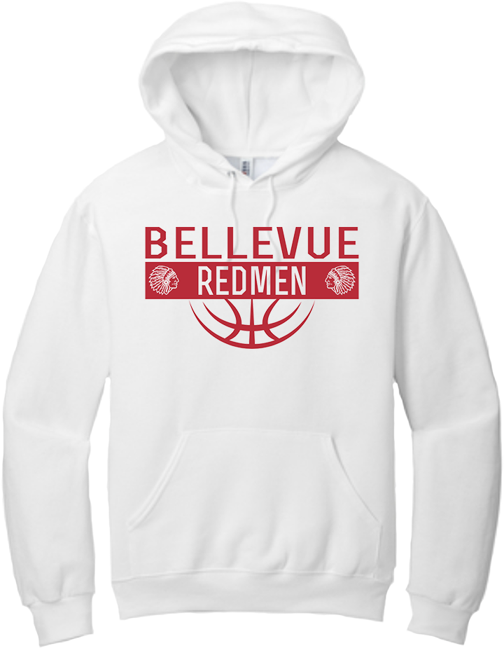 Bellevue Redmen Ball (red) - Jerzees® - Adult NuBlend® Pullover Hooded Sweatshirt - 996M