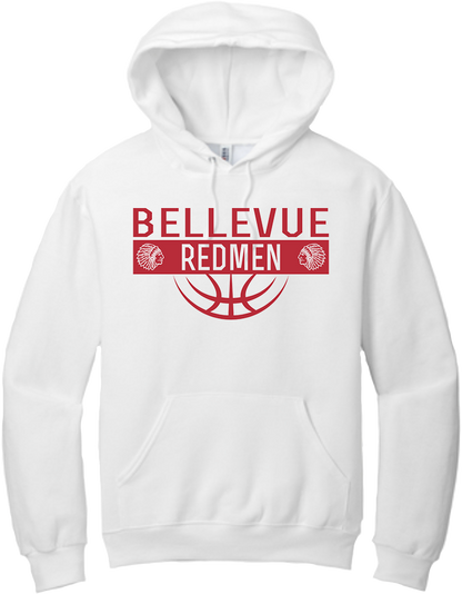 Bellevue Redmen Ball (red) - Jerzees® - Adult NuBlend® Pullover Hooded Sweatshirt - 996M