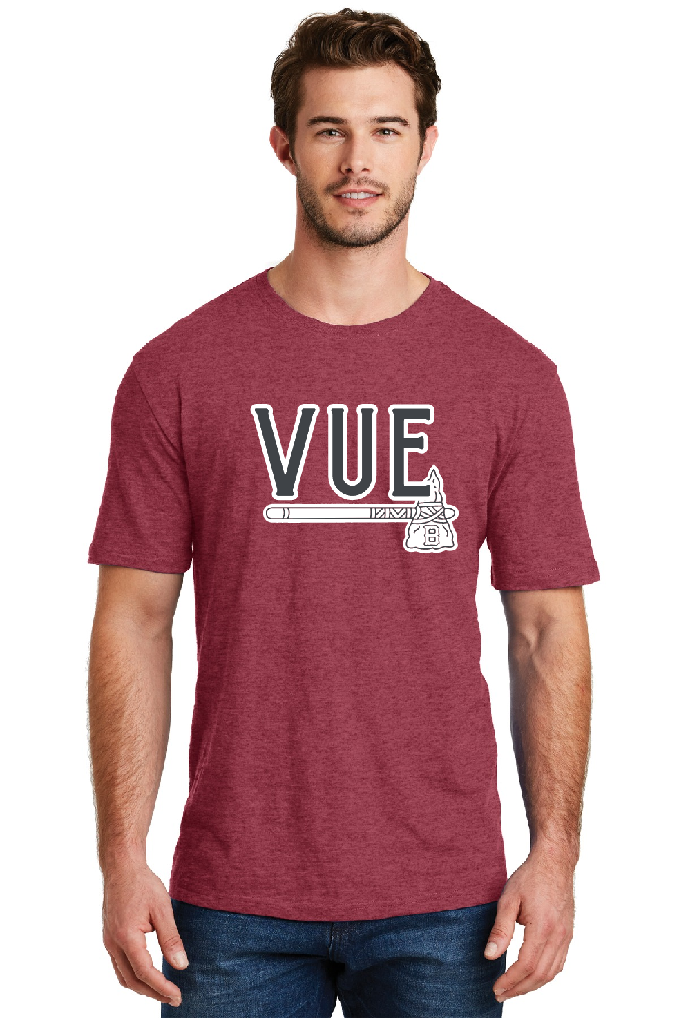 District® Vue Men's Heathered Red Perfect Blend® CVC Tee DM108