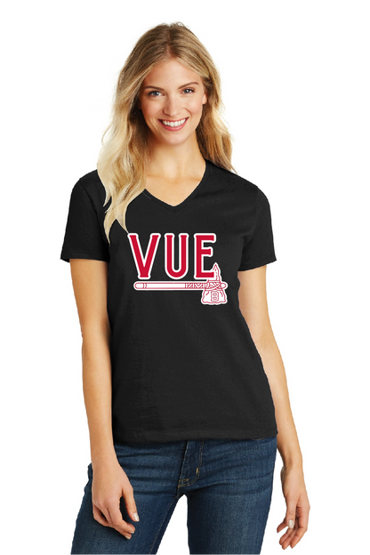 District® Vue Women's Black Perfect Blend® CVC V-Neck Tee DM1190L