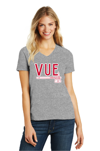 District® Vue Women's Light Grey Perfect Blend® CVC V-Neck Tee DM1190L