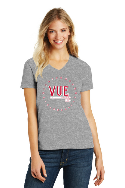 District® Vue Women's Light Grey Perfect Blend® CVC V-Neck Tee DM1190L