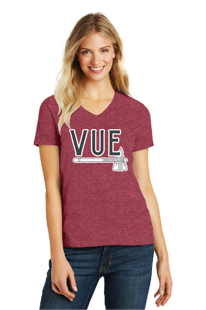 District® Vue Women's Heathered Red Perfect Blend® CVC V-Neck Tee DM1190L