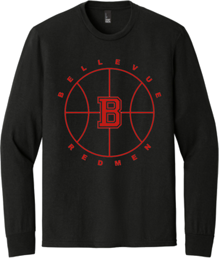 Bellevue Redmen B Ball (red) - District® Youth Perfect Tri® Long Sleeve Tee - DT132Y