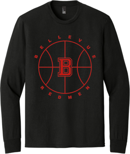 Bellevue Redmen B Ball (red) - District® Youth Perfect Tri® Long Sleeve Tee - DT132Y