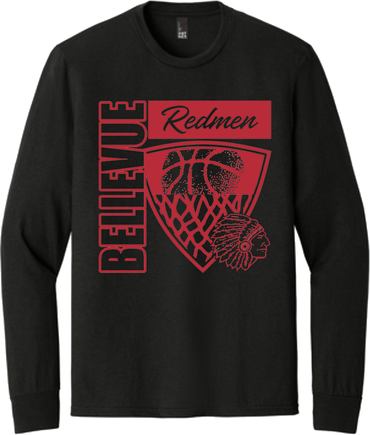 Bellevue Redmen Hoops Hero (red) - District® Youth Perfect Tri® Long Sleeve Tee - DT132Y