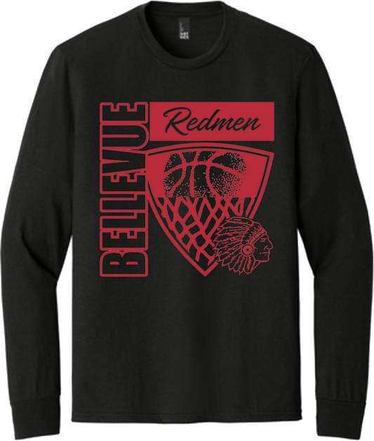 Bellevue Redmen Hoops Hero (red) - District® Youth Perfect Tri® Long Sleeve Tee - DT132Y