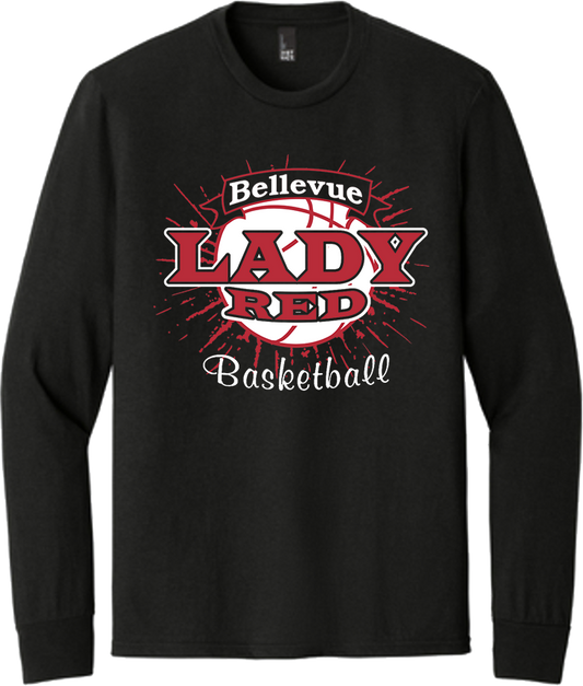 Bellevue Lady Red Basketball Banner (red) - District® Youth Perfect Tri® Long Sleeve Tee - DT132Y