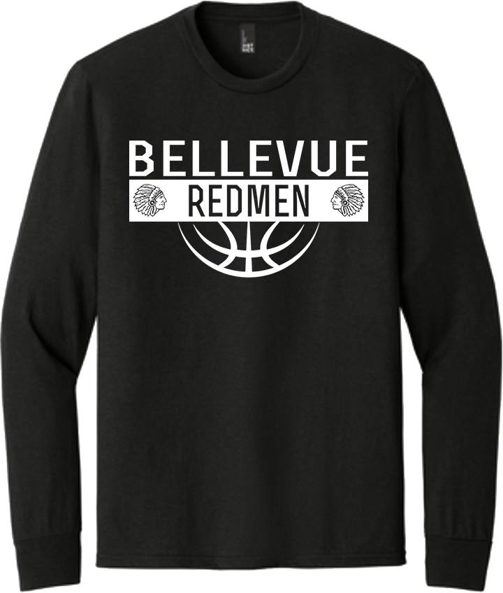 Bellevue Redmen Ball (all white) - District® Youth Perfect Tri® Long Sleeve Tee - DT132Y