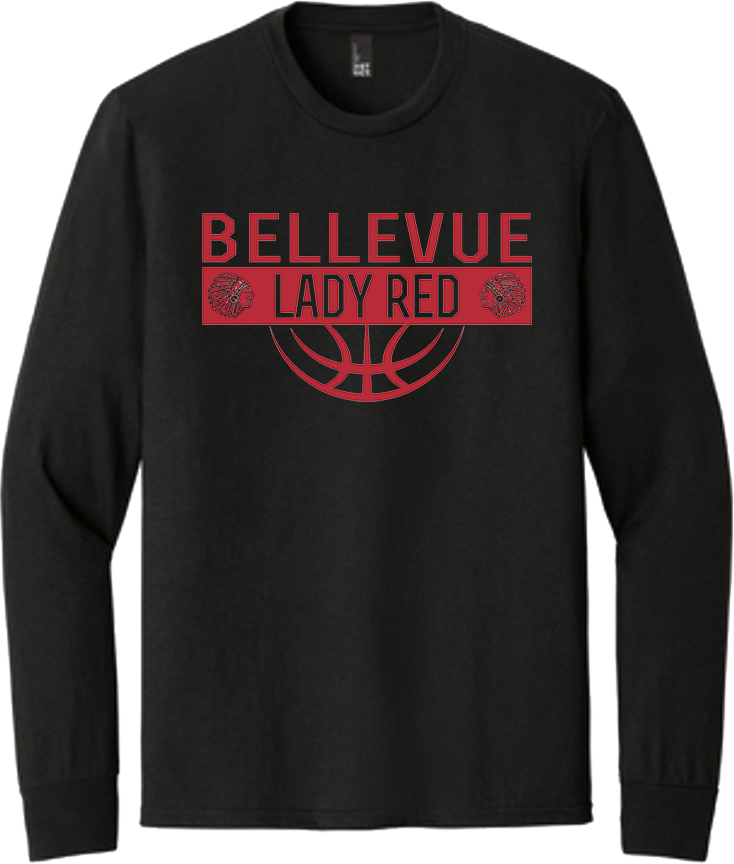 Bellevue Lady Red Ball (red) - District® Youth Perfect Tri® Long Sleeve Tee - DT132Y