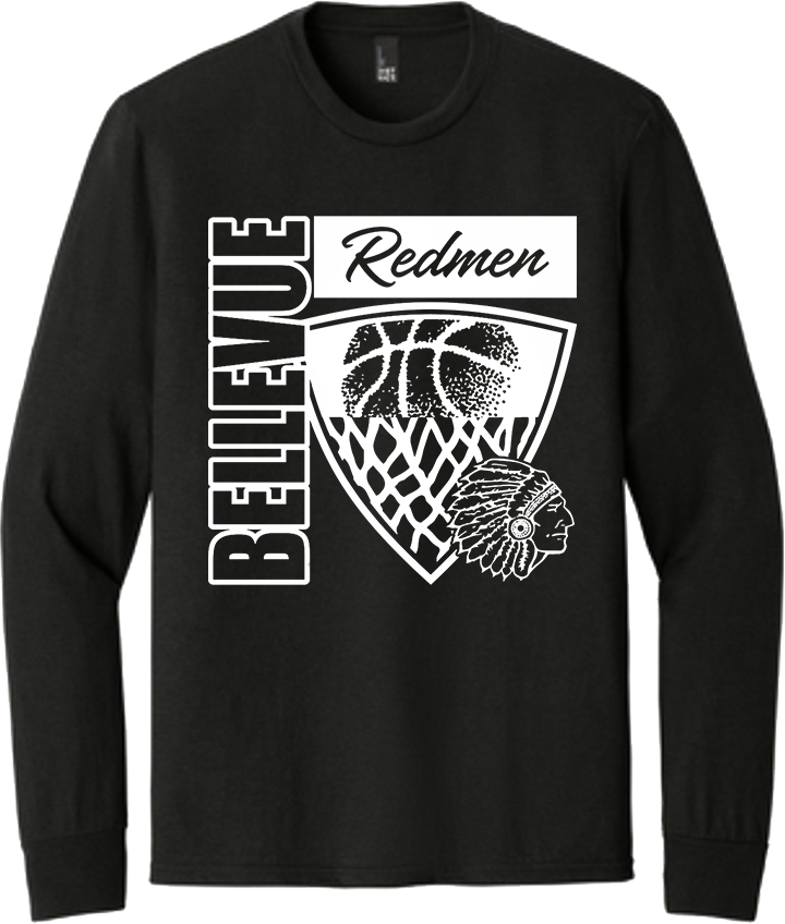 Bellevue Redmen Hoops Hero (all white) - District® Youth Perfect Tri® Long Sleeve Tee - DT132Y