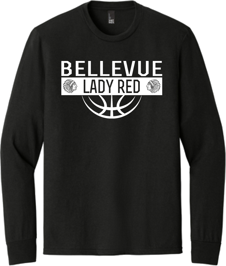 Bellevue Lady Red Ball (all white) - District® Youth Perfect Tri® Long Sleeve Tee - DT132Y