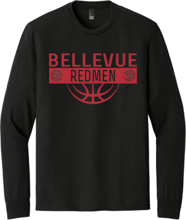 Bellevue Redmen Ball (red) - District® Youth Perfect Tri® Long Sleeve Tee - DT132Y