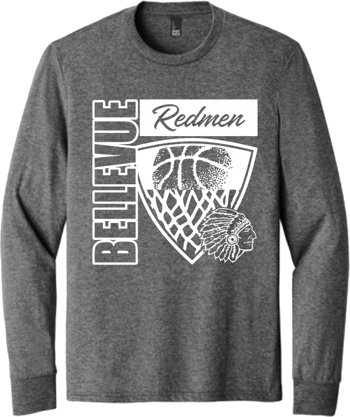 Bellevue Redmen Hoops Hero (all white) - District® Youth Perfect Tri® Long Sleeve Tee - DT132Y