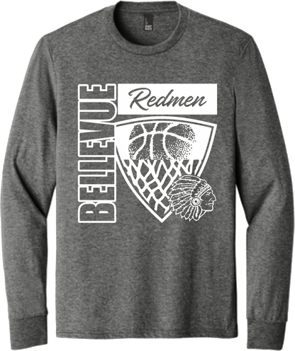 Bellevue Redmen Hoops Hero (all white) - District® Youth Perfect Tri® Long Sleeve Tee - DT132Y