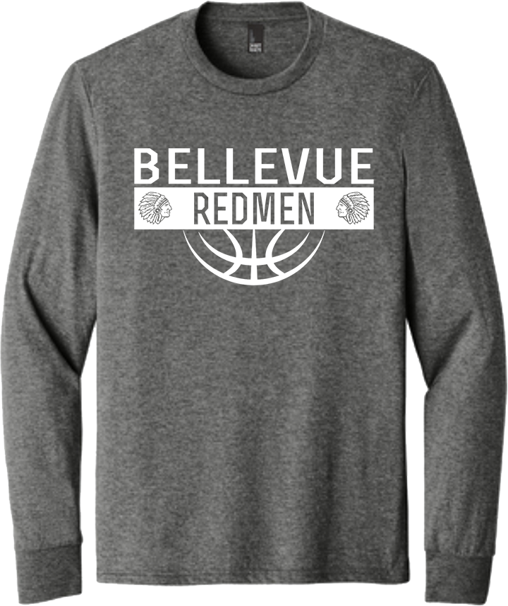 Bellevue Redmen Ball (all white) - District® Youth Perfect Tri® Long Sleeve Tee - DT132Y