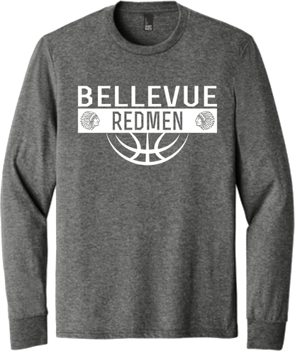 Bellevue Redmen Ball (all white) - District® Youth Perfect Tri® Long Sleeve Tee - DT132Y